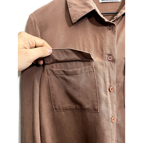 Reformation Brown Button Down Shirt - Picture 5 of 15